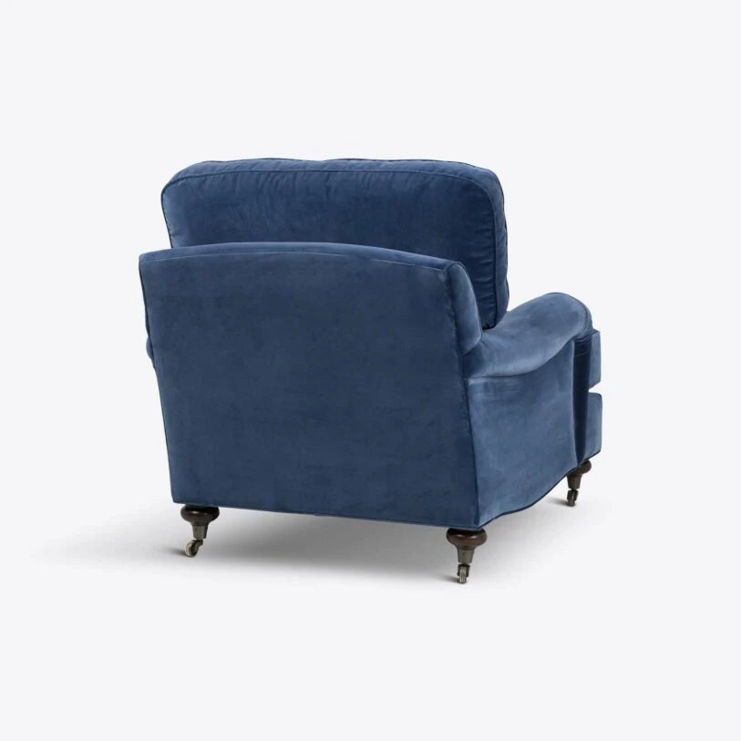 Velvet Baxter Armchair in Cornflower Blue - HOME HIDEOUTS