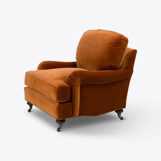 Velvet Baxter Armchair in Rust