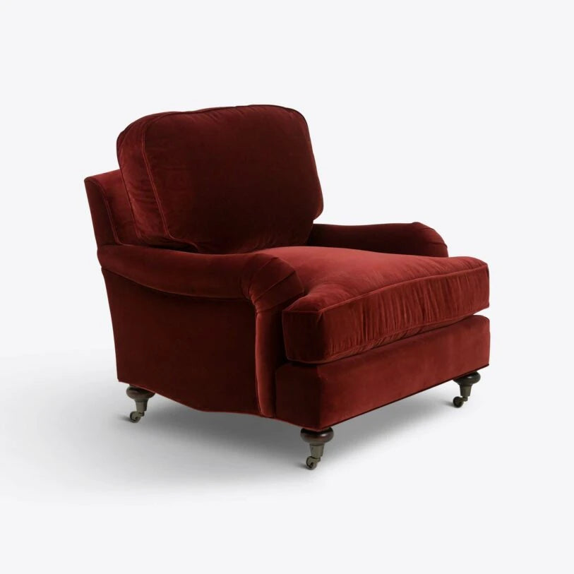 Velvet Baxter Armchair in Red Brick - HOME HIDEOUTS