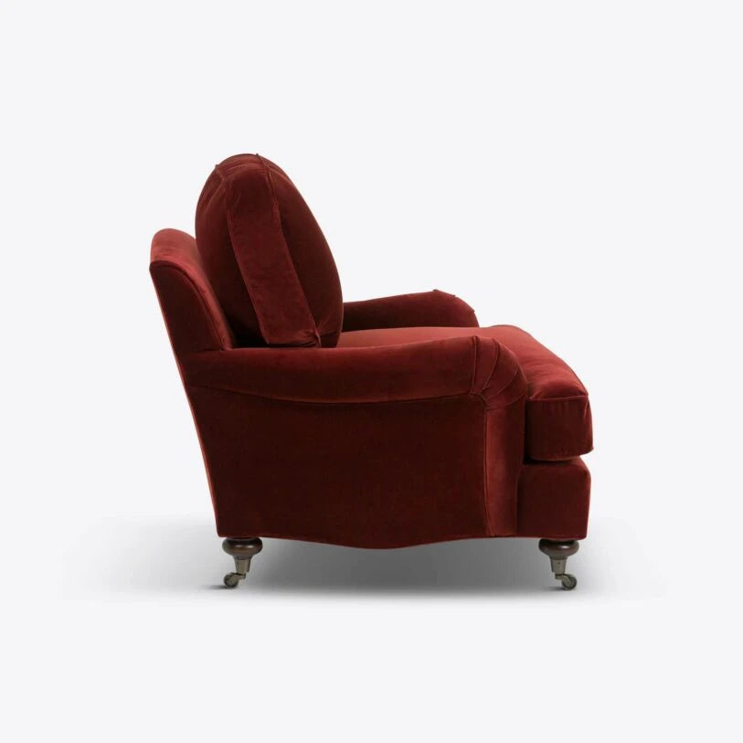 Velvet Baxter Armchair in Red Brick - HOME HIDEOUTS