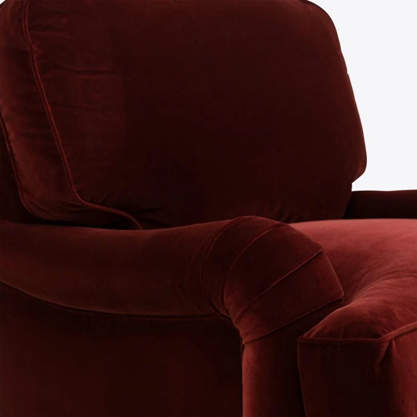 Velvet Baxter Armchair in Red Brick - HOME HIDEOUTS