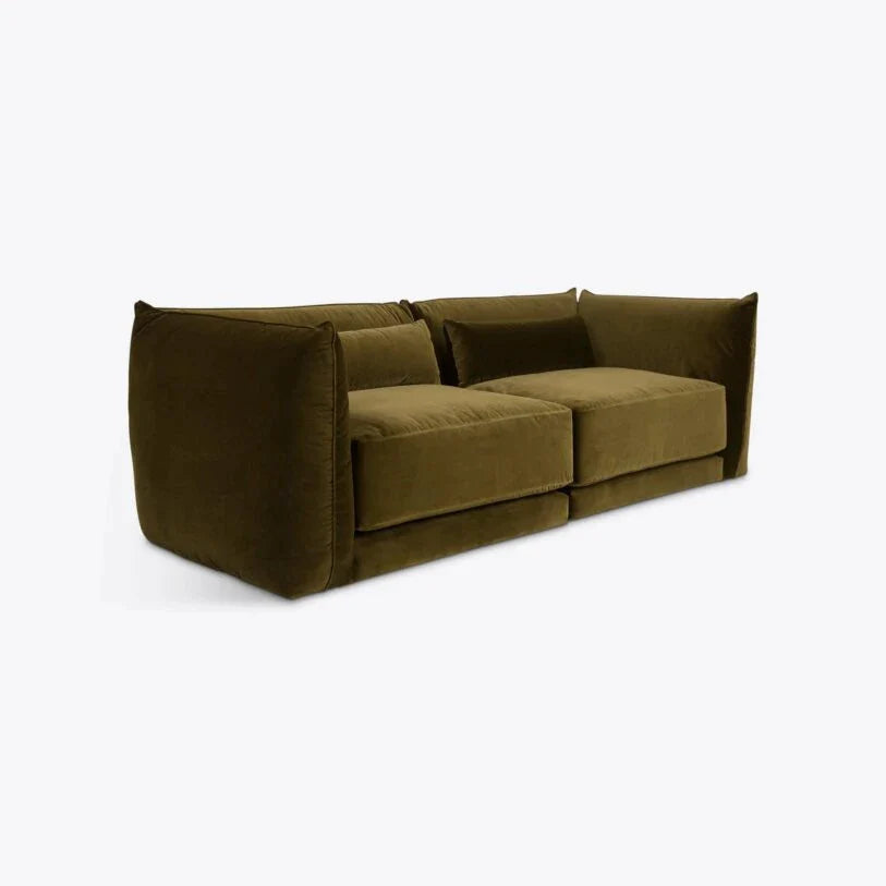 Velvet Milano Sectional Sofa in Moss - HOME HIDEOUTS