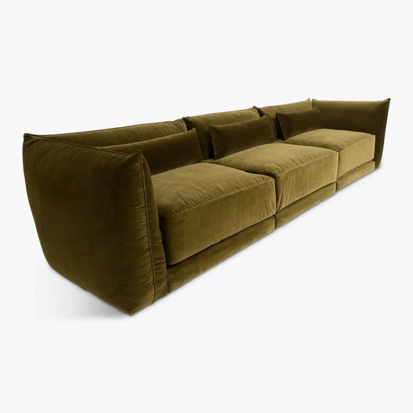 Velvet Milano Sectional Sofa in Moss - HOME HIDEOUTS