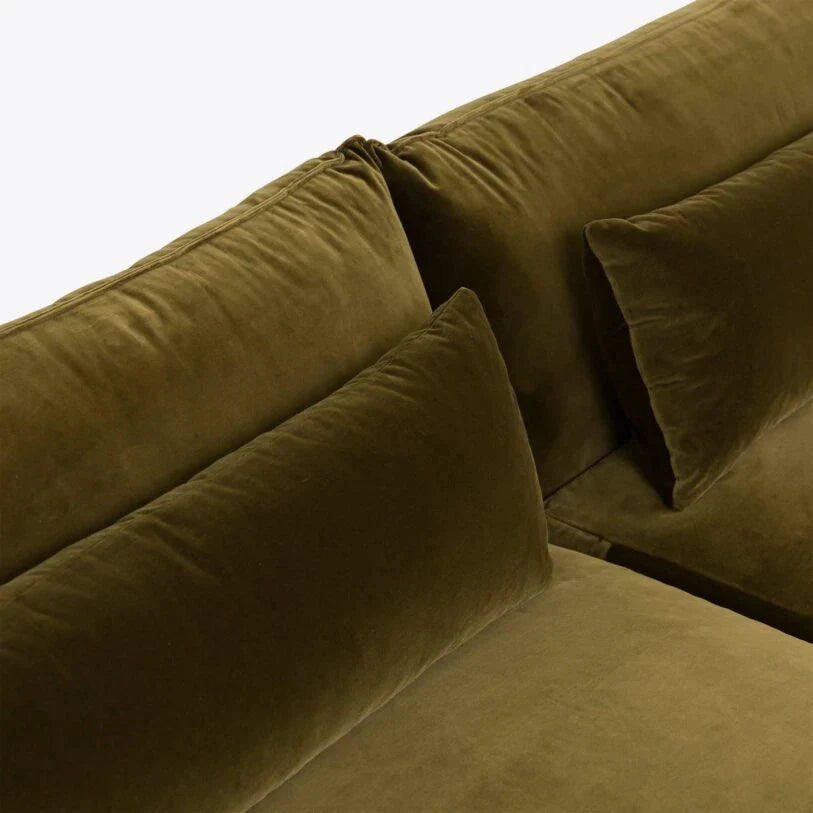 Velvet Milano Sectional Sofa in Moss - HOME HIDEOUTS