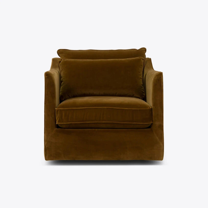 Margaux Velvet Swivel Chair in Olive - HOME HIDEOUTS