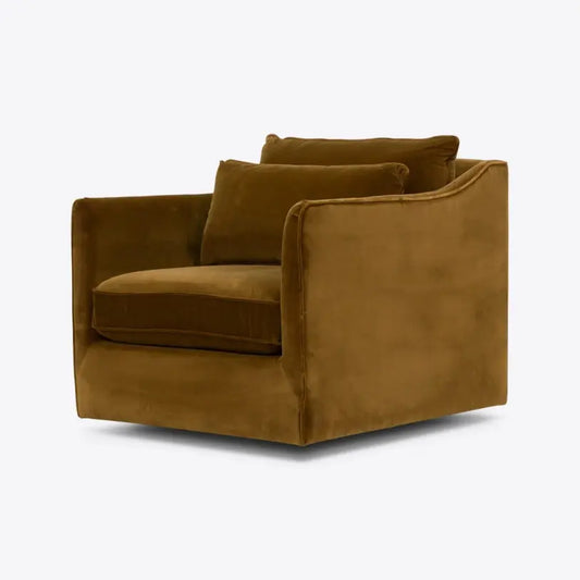 Margaux Velvet Swivel Chair in Olive - HOME HIDEOUTS