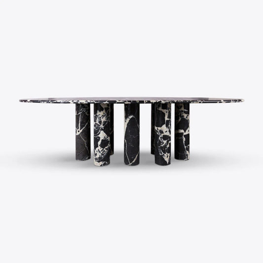 Amazing Olivia Marble Dining Table – Napoleon Black White Mid Century Modern Style