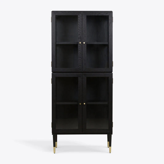 Richmond Oak & Tempered Glass Cabinet - HOME HIDEOUTS