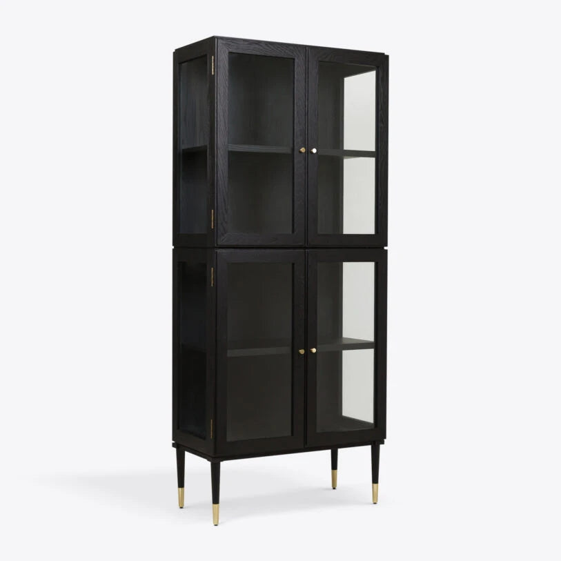 Richmond Oak & Tempered Glass Cabinet - HOME HIDEOUTS