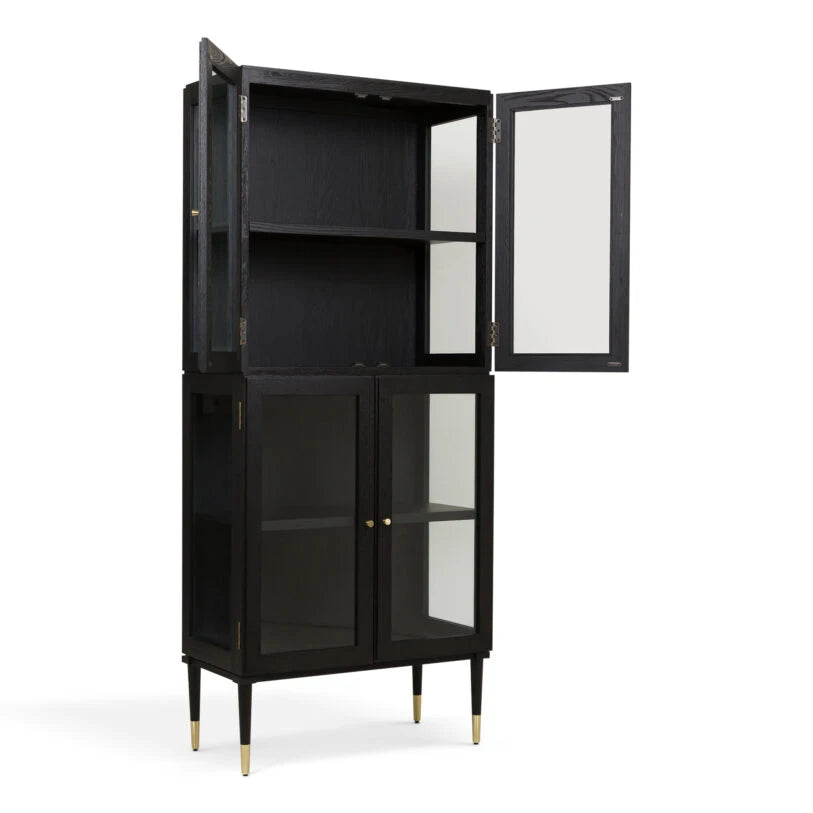 Richmond Oak & Tempered Glass Cabinet - HOME HIDEOUTS