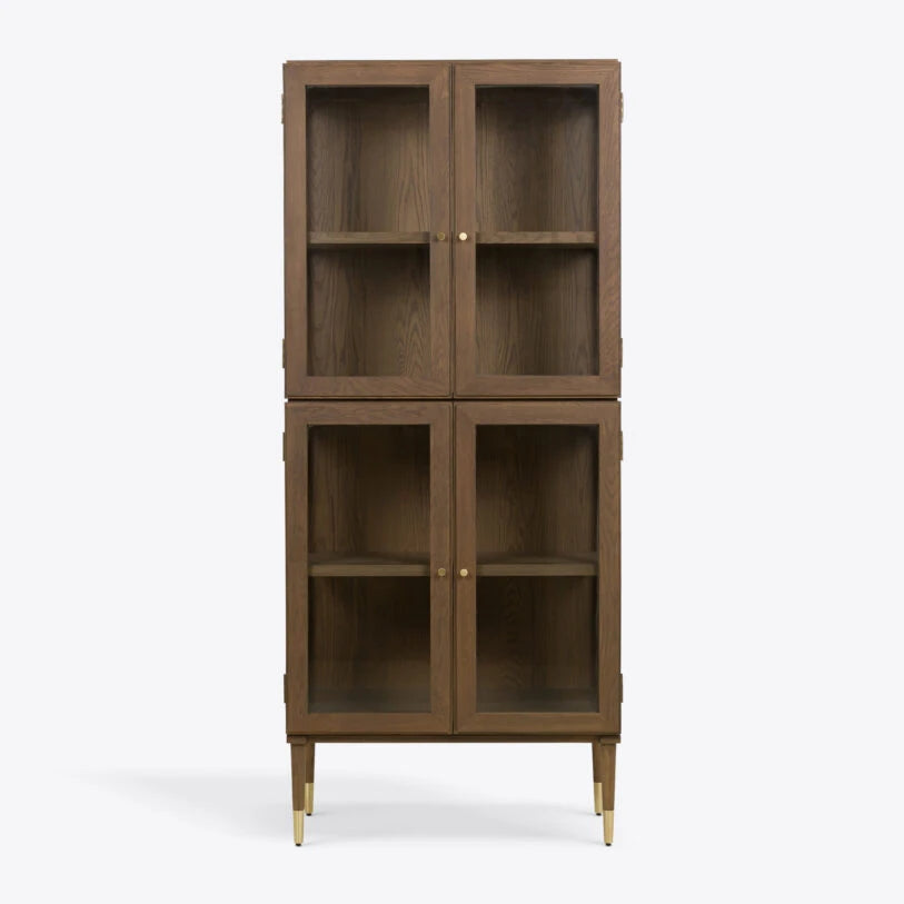 Richmond Oak & Tempered Glass Cabinet - HOME HIDEOUTS