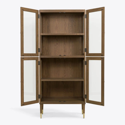 Richmond Oak & Tempered Glass Cabinet - HOME HIDEOUTS