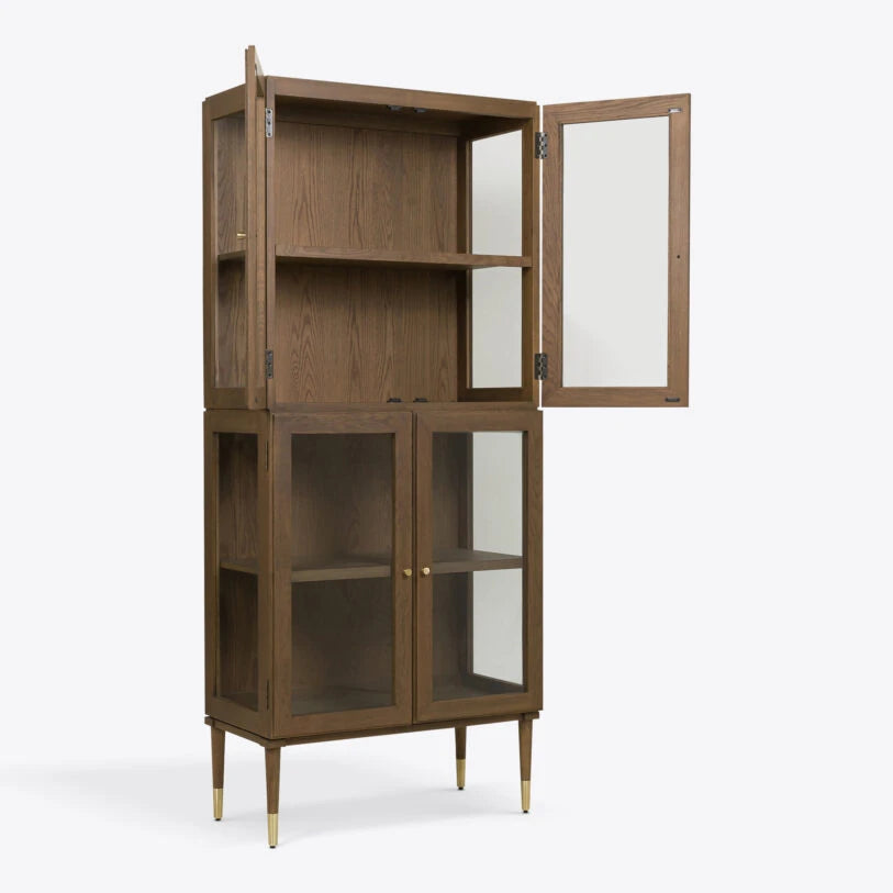 Richmond Oak & Tempered Glass Cabinet - HOME HIDEOUTS