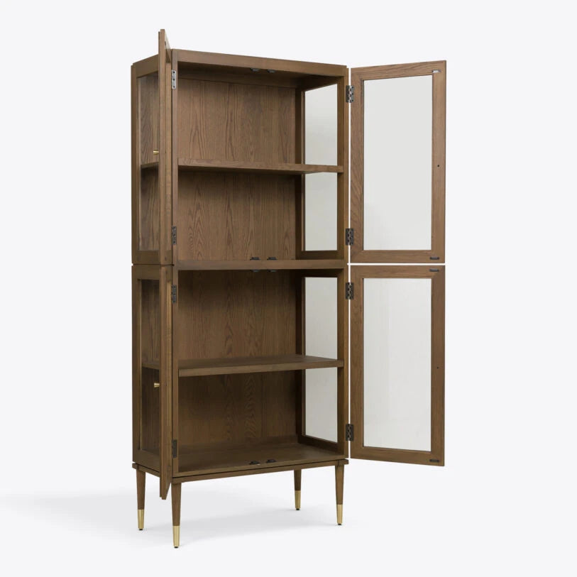 Richmond Oak & Tempered Glass Cabinet - HOME HIDEOUTS