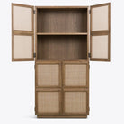 Savannah Tall Solid Oak With Rattan Door Cabinet - HOME HIDEOUTS