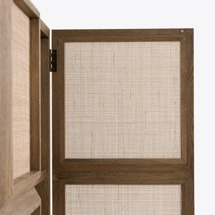 Savannah Tall Solid Oak With Rattan Door Cabinet - HOME HIDEOUTS