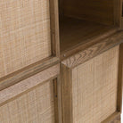 Savannah Tall Solid Oak With Rattan Door Cabinet - HOME HIDEOUTS