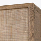 Savannah Tall Solid Oak With Rattan Door Cabinet - HOME HIDEOUTS