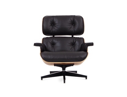 Eames Style Lounge Chair & Ottoman - Leather & Rosewood Veneer