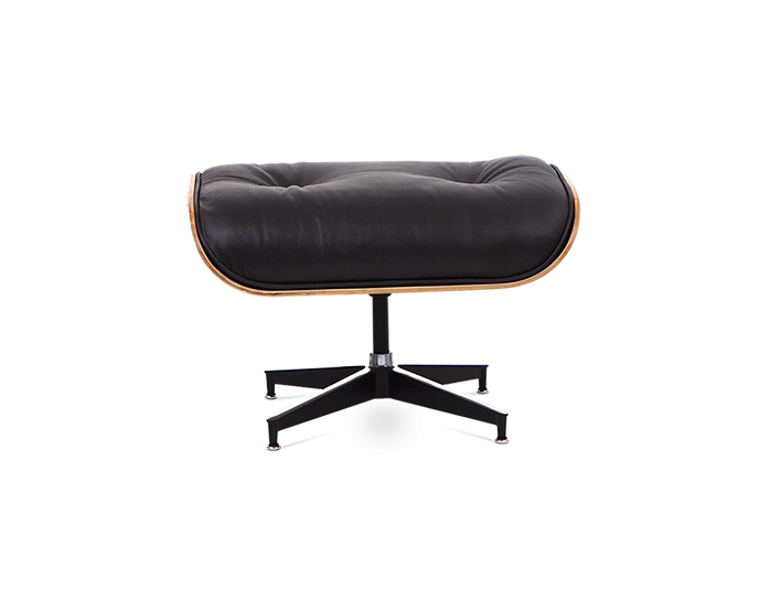 Eames Style Lounge Chair & Ottoman - Leather & Rosewood Veneer