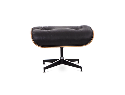 Eames Style Lounge Chair & Ottoman - Leather & Rosewood Veneer