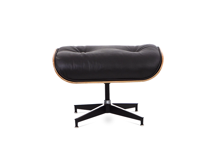 Eames Style Lounge Chair & Ottoman - Leather & Rosewood Veneer