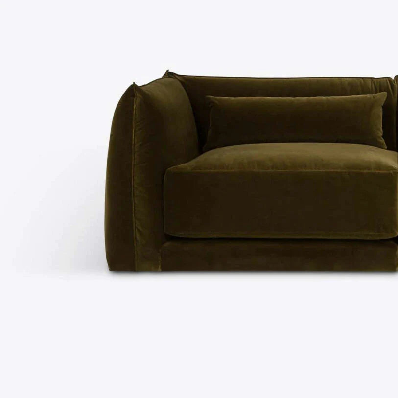 Velvet Milano Sectional Sofa in Moss - HOME HIDEOUTS