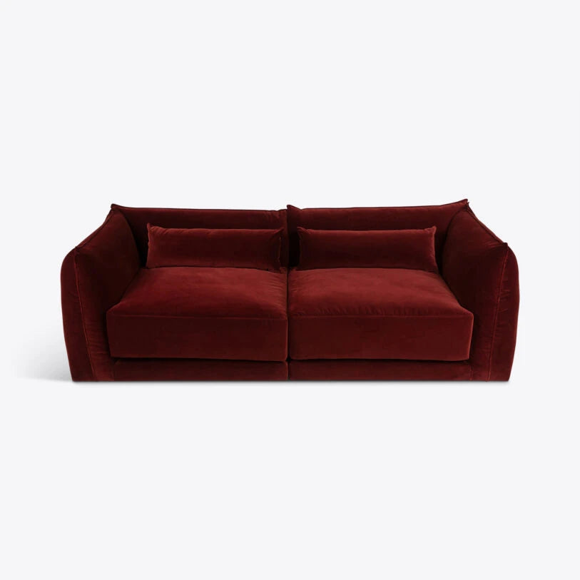 Velvet Milano Sectional Sofa in Brick Red - HOME HIDEOUTS