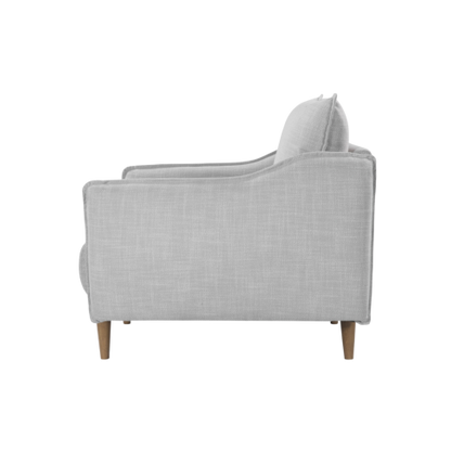 Louie Linen Armchair in Grey with Wooden Legs