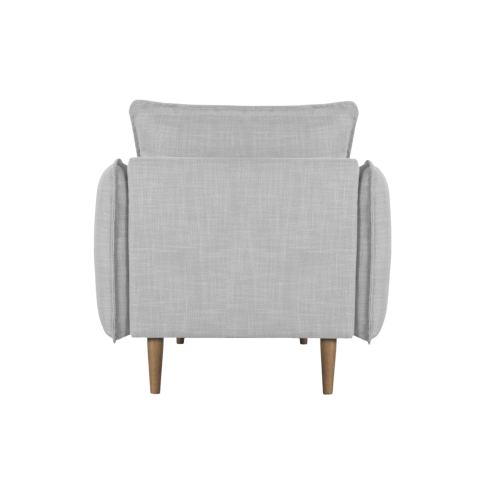 Louie Linen Armchair in Grey with Wooden Legs