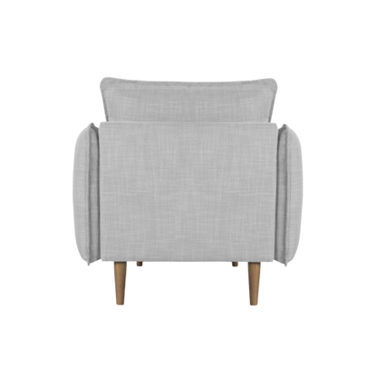 Louie Linen Armchair in Grey with Wooden Legs