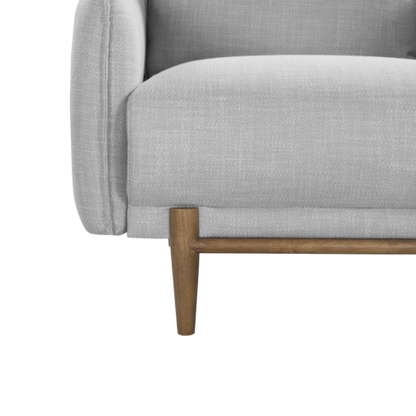 Louie Linen Armchair in Grey with Wooden Legs