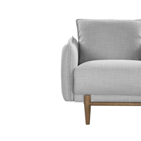 Louie Linen Armchair in Grey with Wooden Legs