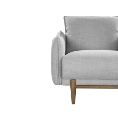 Louie Linen Armchair in Grey with Wooden Legs