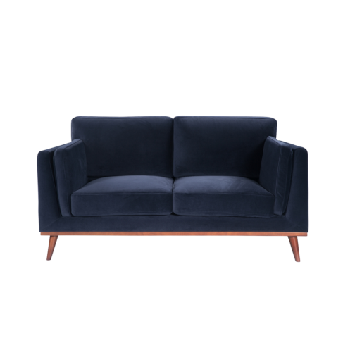 Mickey 2 Seat Velvet Sofa with Walnut Legs in Green