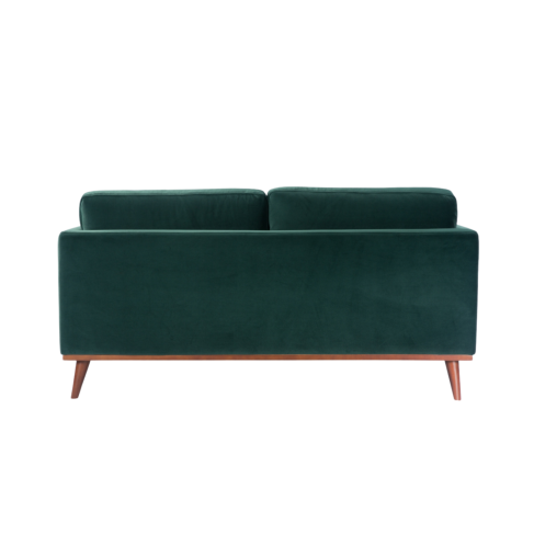 Mickey 2 Seat Velvet Sofa with Walnut Legs in Green