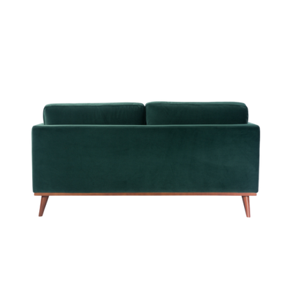 Mickey 2 Seat Velvet Sofa with Walnut Legs in Green