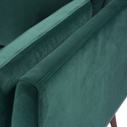 Mickey 2 Seat Velvet Sofa with Walnut Legs in Green