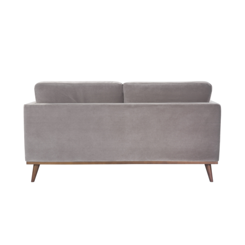 Mickey 2 Seat Velvet Sofa with Walnut Legs in Stone Grey