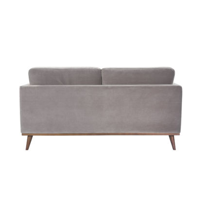 Mickey 2 Seat Velvet Sofa with Walnut Legs in Stone Grey