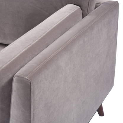 Mickey 2 Seat Velvet Sofa with Walnut Legs in Stone Grey