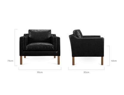 Mogensen Style Two Seater Sofa Black Leather