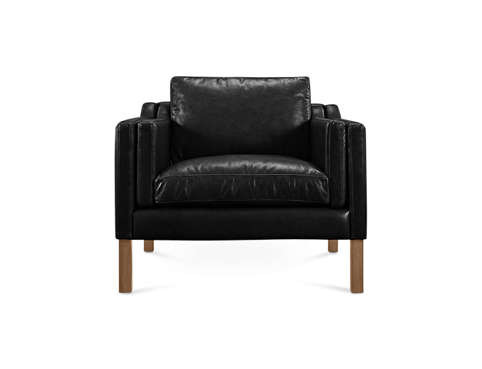 Danish Style Black Soft Leather Mogensen Style Armchair