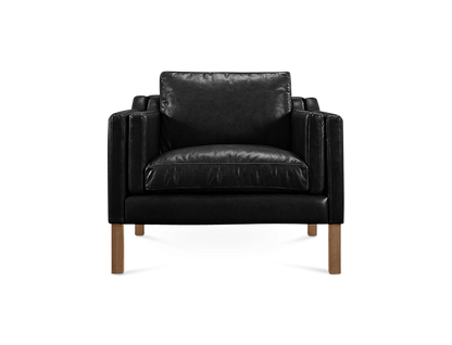 Danish Style Black Soft Leather Mogensen Style Armchair