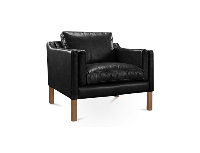 Mogensen Style Two Seater Sofa Black Leather