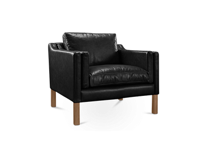 Mogensen Style Two Seater Sofa Black Leather