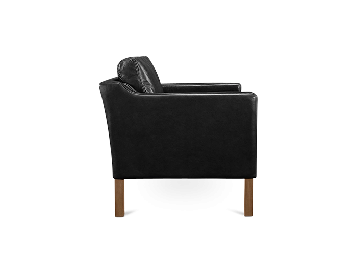 Danish Style Black Soft Leather Mogensen Style Armchair