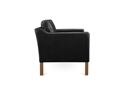 Danish Style Black Soft Leather Mogensen Style Armchair