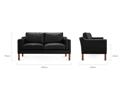 Mogensen Style Two Seater Sofa Black Leather