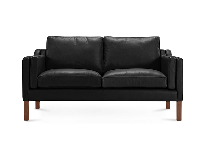 Mogensen Style Two Seater Sofa Black Leather